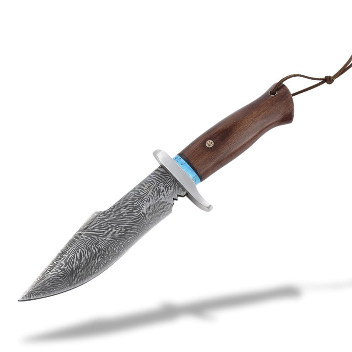 damascus steel blade - Umbra Japanese Hunting Knife with VG-10 Damascus Blade and Walnut Wood Handle - Shokunin USA