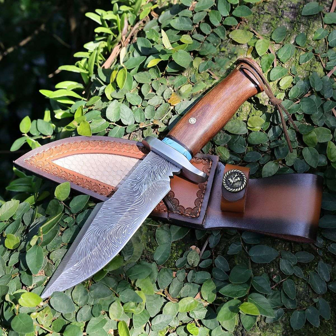 Umbra Japanese Hunting Knife with VG-10 Damascus Blade and Walnut Wood Handle - Shokunin USA