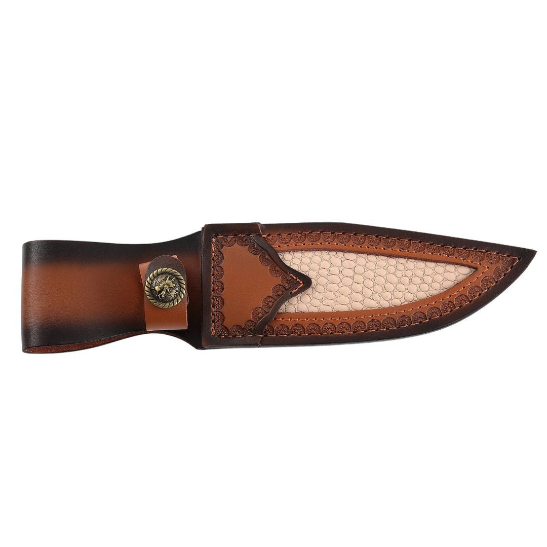 leather sheath knife - Umbra Japanese Hunting Knife with VG-10 Damascus Blade and Walnut Wood Handle - Shokunin USA
