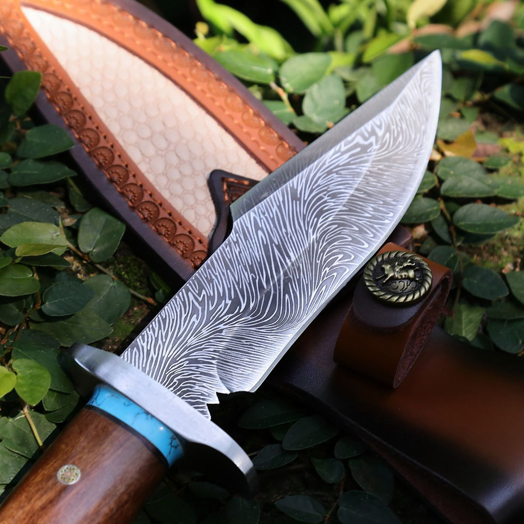 damascus sheath knife - Umbra Japanese Hunting Knife with VG-10 Damascus Blade and Walnut Wood Handle - Shokunin USA