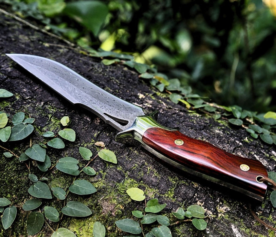 Velar Japanese Blade - Velar Japanese Hunting Knife with VG-10 Damascus Blade and Exotic Red Sandal Wood Handle - Shokunin USA