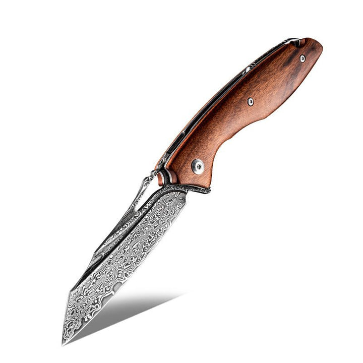 red sandalwood knife - Vengeance Damascus Pocket Knife with Exotic Red Sandalwood Handle - Shokunin USA