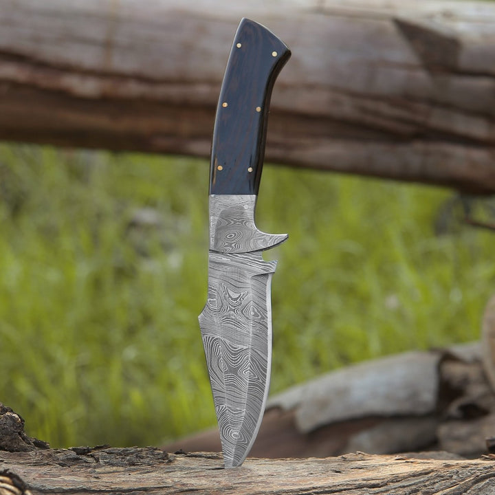 Vesper Damascus Handle - Vesper Damascus Hunting Knife with Exotic Wenge Wood Handle &amp; Sheath - Shokunin USA