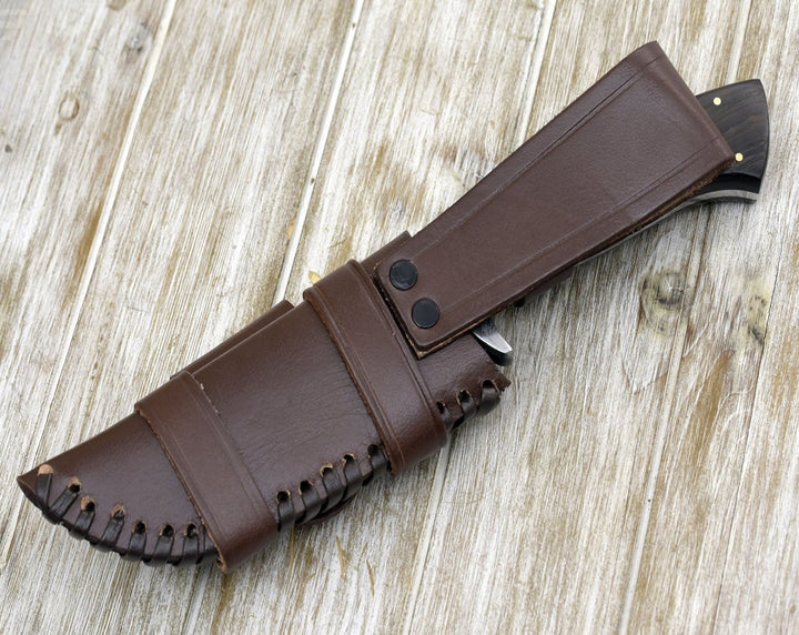 Vesper Hunting knives - Vesper Damascus Hunting Knife with Exotic Wenge Wood Handle &amp; Sheath - Shokunin USA