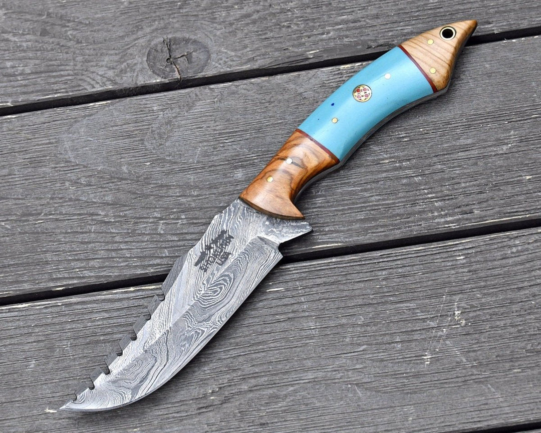 Warlock Hunting Handle - Warlock Hunting Knife with Olive Wood and Resin Handle - Shokunin USA