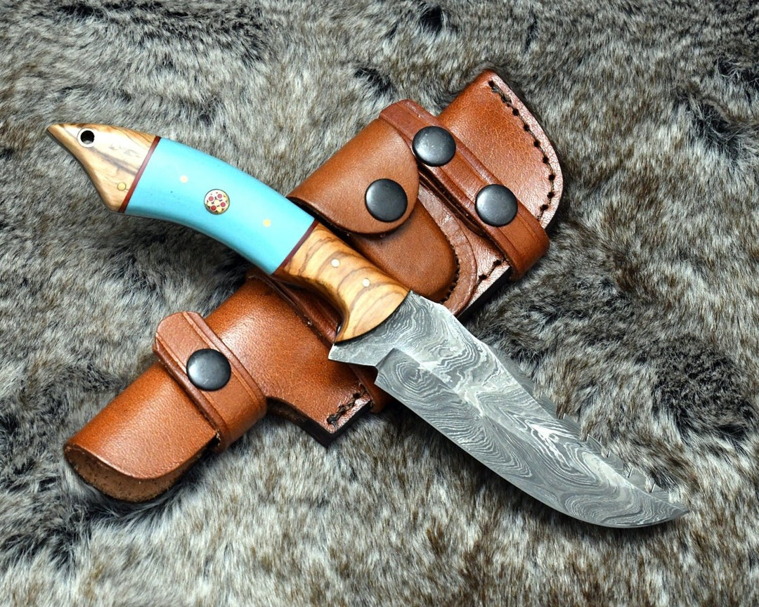 Warlock Knife Handle - Warlock Hunting Knife with Olive Wood and Resin Handle - Shokunin USA