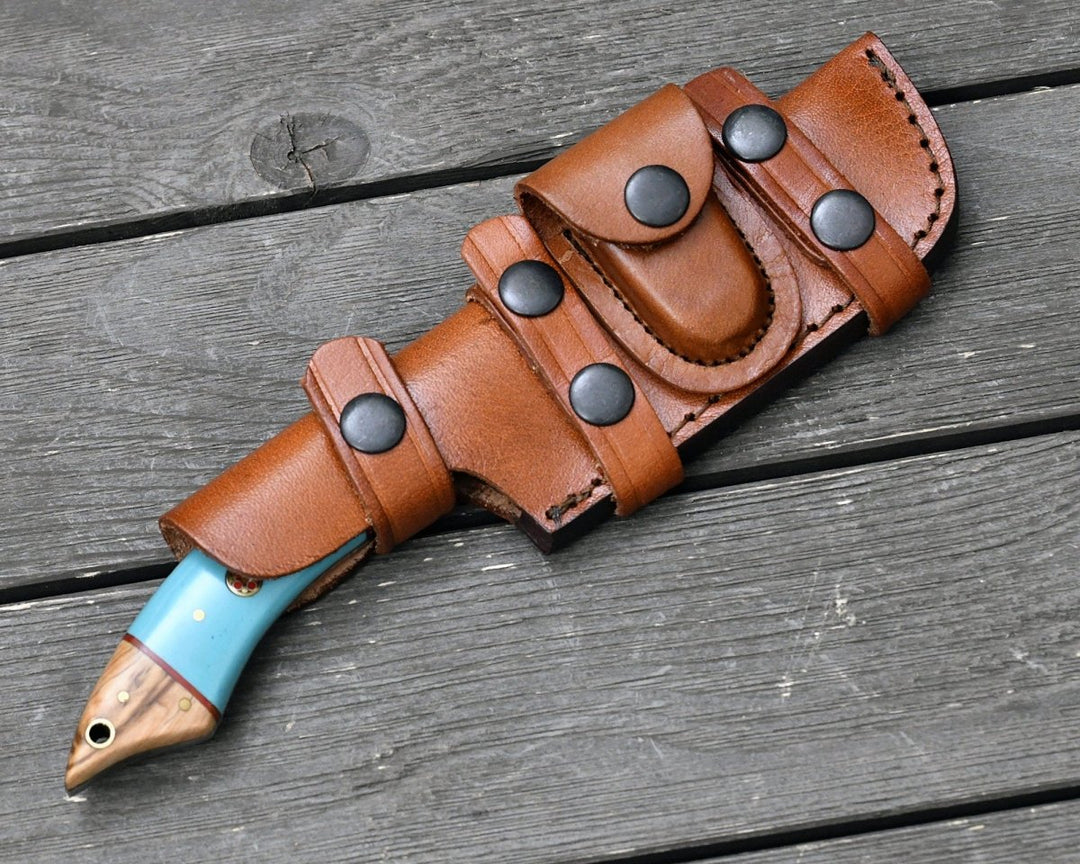 Warlock Olive knives - Warlock Hunting Knife with Olive Wood and Resin Handle - Shokunin USA