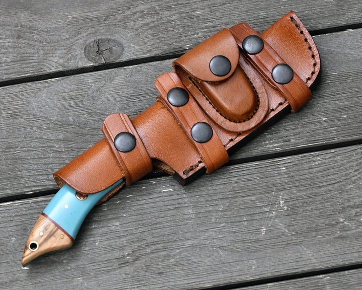 Warlock Olive knives - Warlock Hunting Knife with Olive Wood and Resin Handle - Shokunin USA
