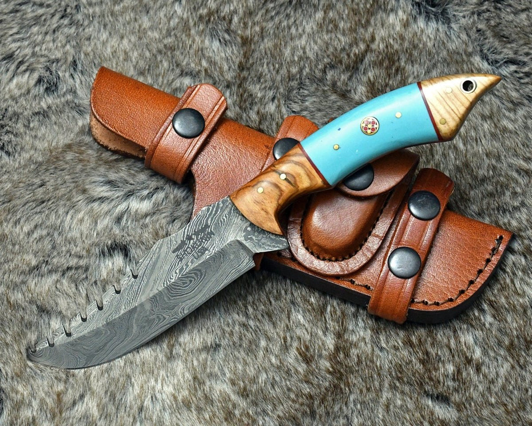 Warlock Hunting knives - Warlock Hunting Knife with Olive Wood and Resin Handle - Shokunin USA