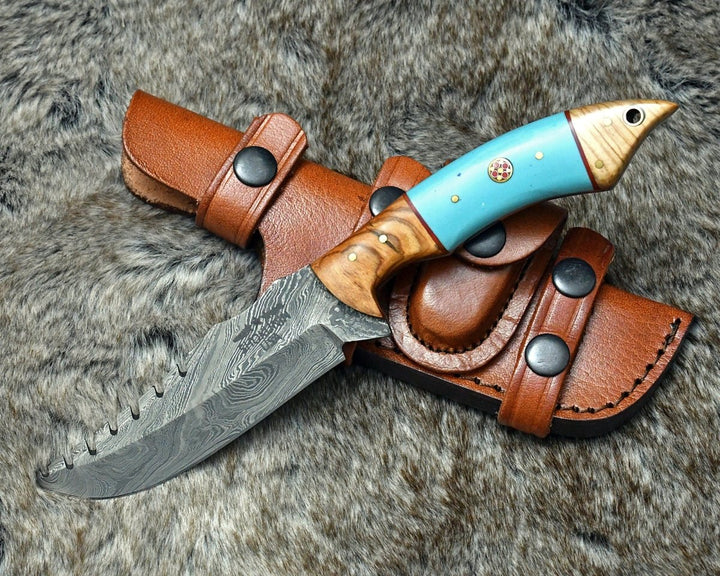 Warlock Hunting knives - Warlock Hunting Knife with Olive Wood and Resin Handle - Shokunin USA
