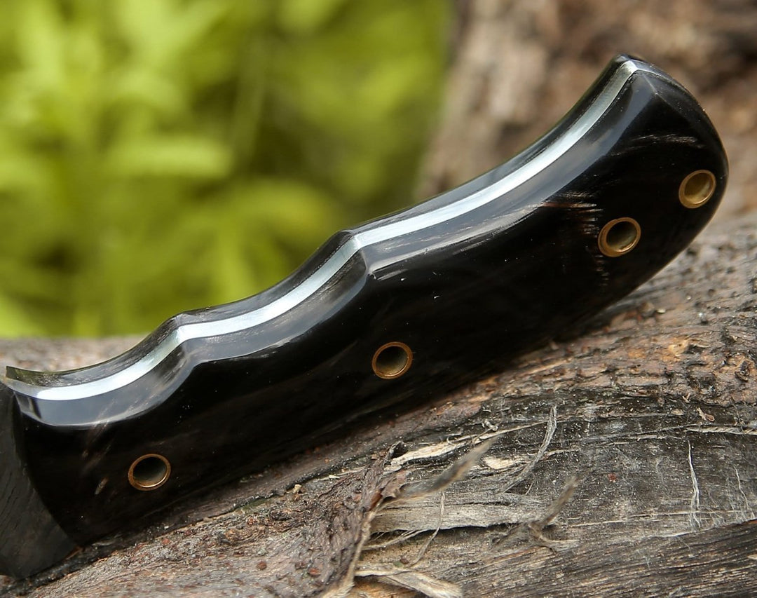 Warthog Tracker knives - Warthog Damascus Tracker Knife with Horn Handle - Shokunin USA