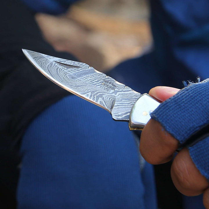 Pocket Knife - Phoenix Pocket Knife with Turrquoise & Bull Horn Handle - Shokunin USA