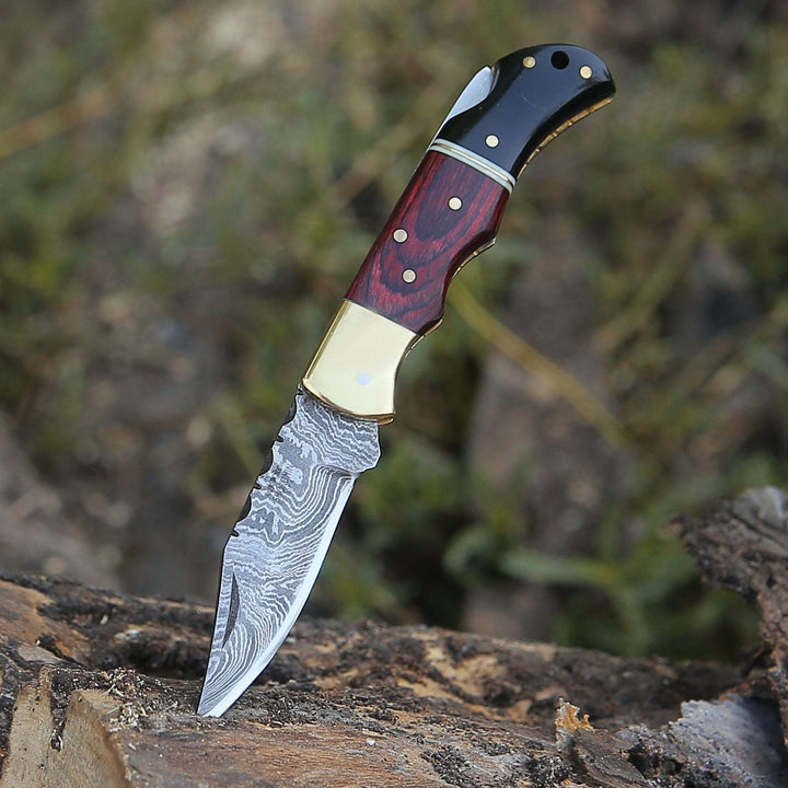 Pocket Knife - Firestrike Pocket Knife with Bull Horn & Pakkawood Handle - Shokunin USA