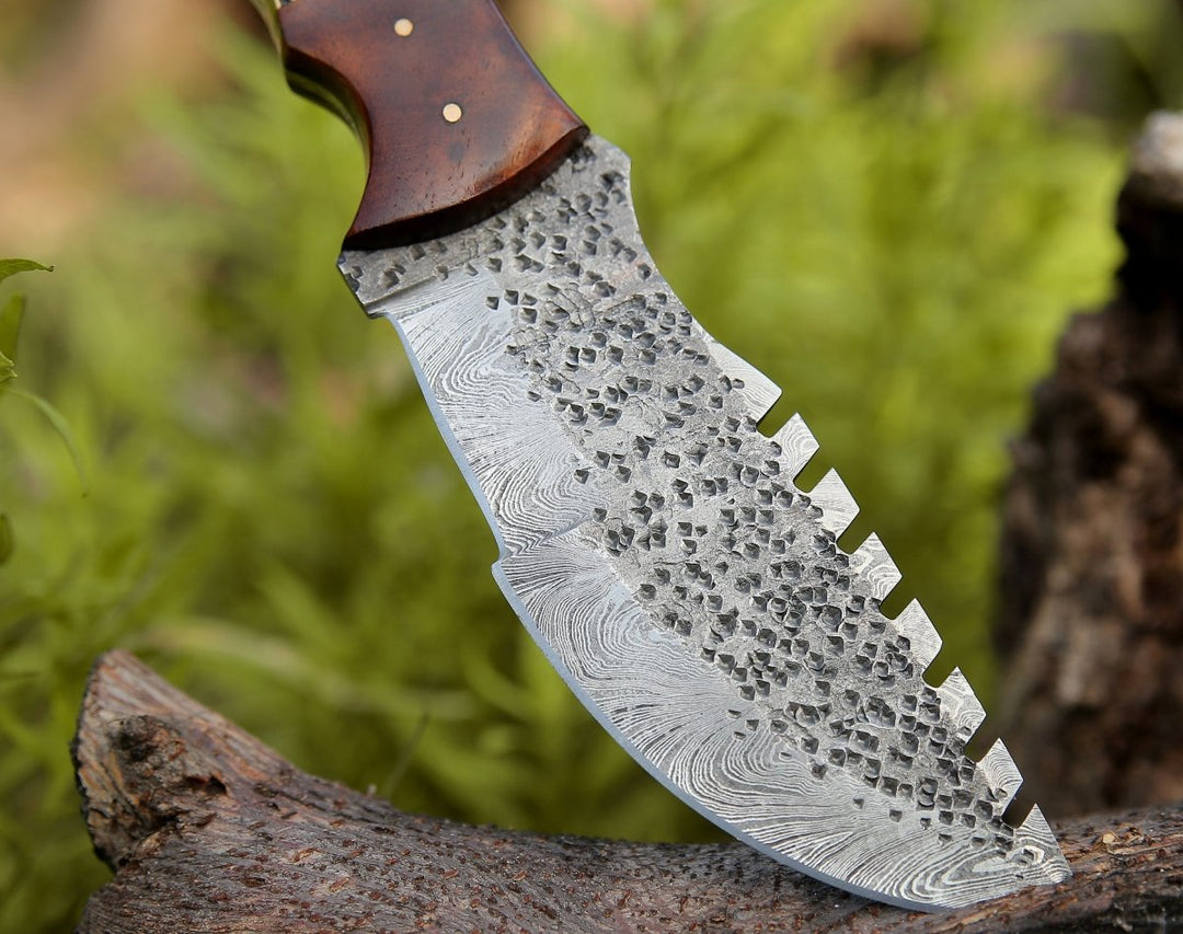 Zeus Knife blade - Zeus Tracker Knife with Antler &amp; Rose wood Handle - Shokunin USA